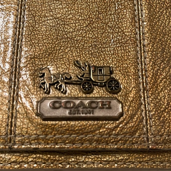 Coach Gold Metallic Wristlet - Large Size - Picture 2 of 5